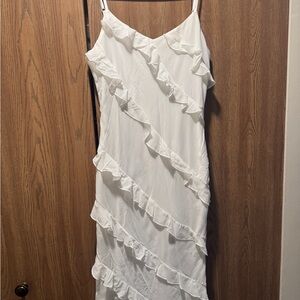 Elegant White Ruffle Dress